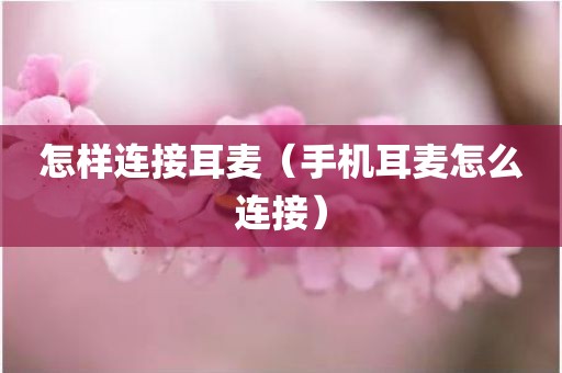 怎样连接耳麦（手机耳麦怎么连接）