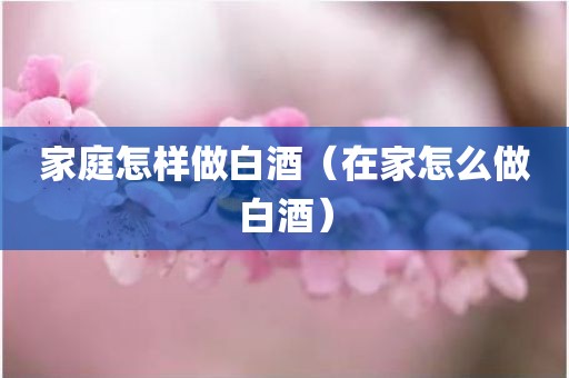 家庭怎样做白酒（在家怎么做白酒）