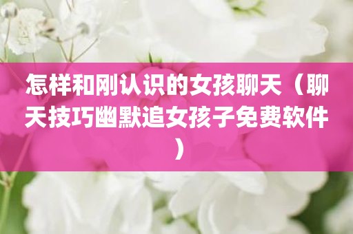 怎样和刚认识的女孩聊天（聊天技巧幽默追女孩子免费软件）