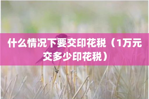 什么情况下要交印花税（1万元交多少印花税）