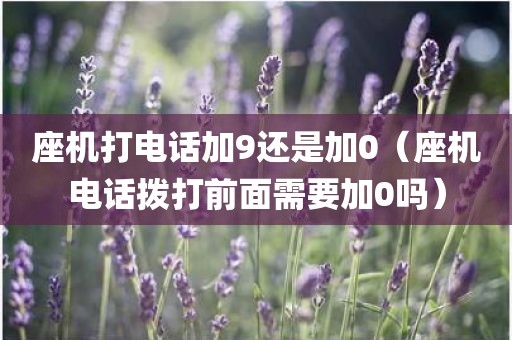 座机打电话加9还是加0（座机电话拨打前面需要加0吗）
