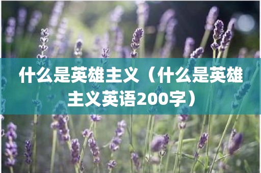 什么是英雄主义（什么是英雄主义英语200字）
