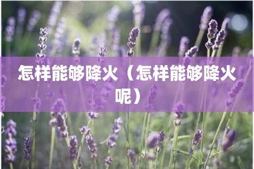 怎样能够降火（怎样能够降火呢）