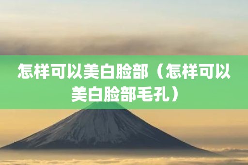 怎样可以美白脸部（怎样可以美白脸部毛孔）