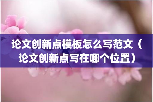 论文创新点模板怎么写范文（论文创新点写在哪个位置）