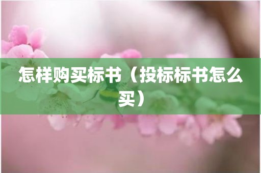 怎样购买标书(投标标书怎么买)