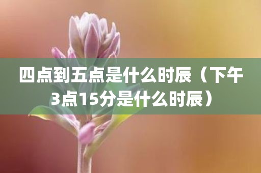 四点到五点是什么时辰（下午3点15分是什么时辰）