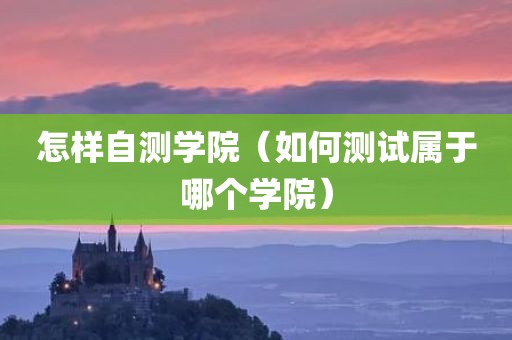 怎样自测学院（如何测试属于哪个学院）