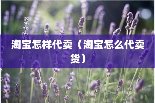 淘宝怎样代卖（淘宝怎么代卖货）