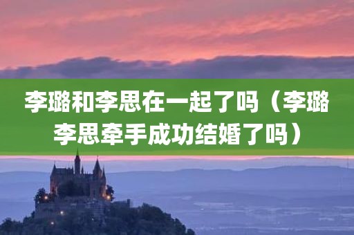 李璐和李思在一起了吗（李璐李思牵手成功结婚了吗）