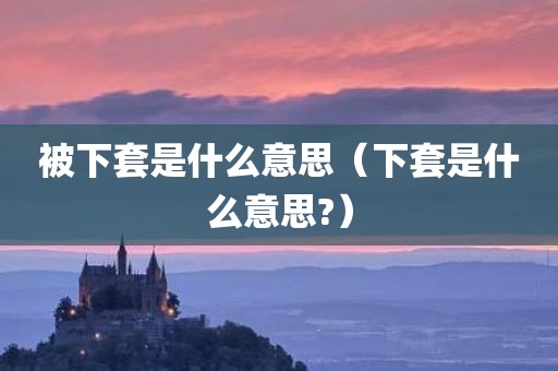 被下套是什么意思（下套是什么意思?）