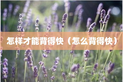 怎样才能背得快（怎么背得快）