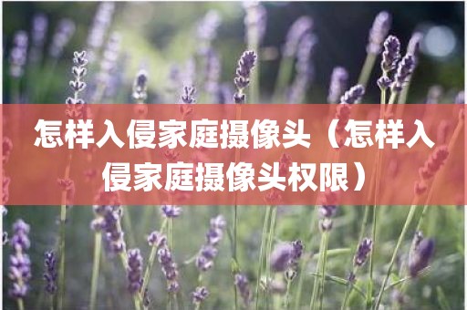 怎样入侵家庭摄像头（怎样入侵家庭摄像头权限）