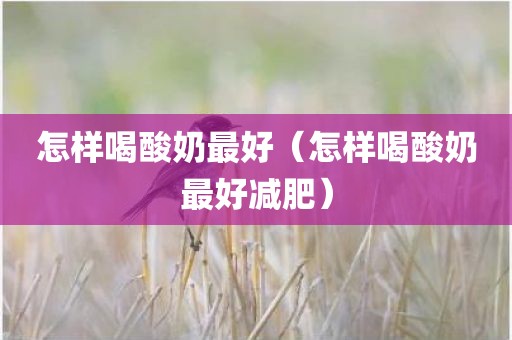 怎样喝酸奶最好（怎样喝酸奶最好减肥）