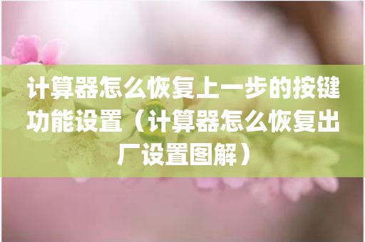 计算器怎么恢复上一步的按键功能设置（计算器怎么恢复出厂设置图解）