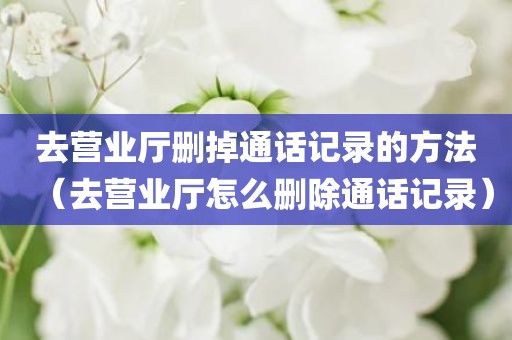 去营业厅删掉通话记录的方法（去营业厅怎么删除通话记录）