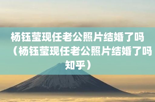 杨钰莹现任老公照片结婚了吗（杨钰莹现任老公照片结婚了吗知乎）