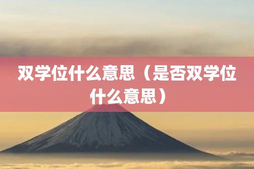 双学位什么意思（是否双学位什么意思）