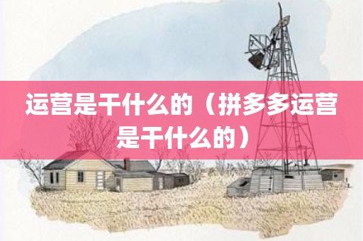 运营是干什么的（拼多多运营是干什么的）
