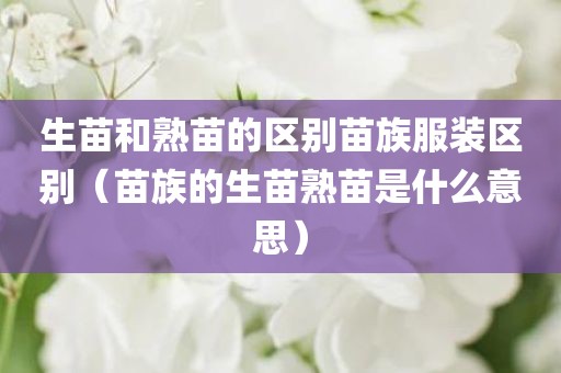 生苗和熟苗的区别苗族服装区别（苗族的生苗熟苗是什么意思）