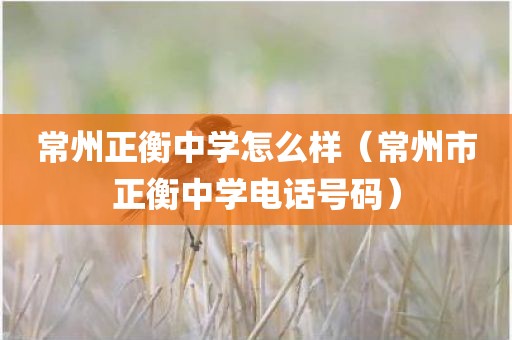 常州正衡中学怎么样（常州市正衡中学电话号码）