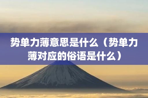 势单力薄意思是什么（势单力薄对应的俗语是什么）