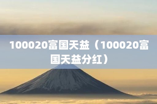 100020富国天益（100020富国天益分红）