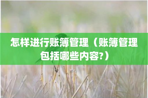 怎样进行账簿管理（账簿管理包括哪些内容?）