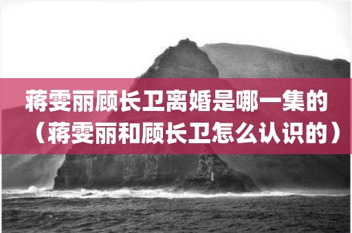 蒋雯丽顾长卫离婚是哪一集的（蒋雯丽和顾长卫怎么认识的）