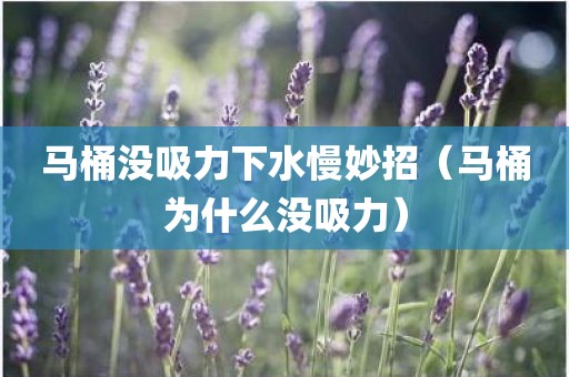 马桶没吸力下水慢妙招（马桶为什么没吸力）