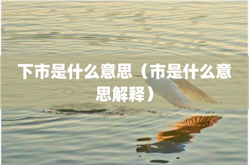 下市是什么意思（市是什么意思解释）