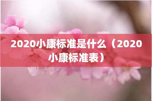 2020小康标准是什么（2020小康标准表）