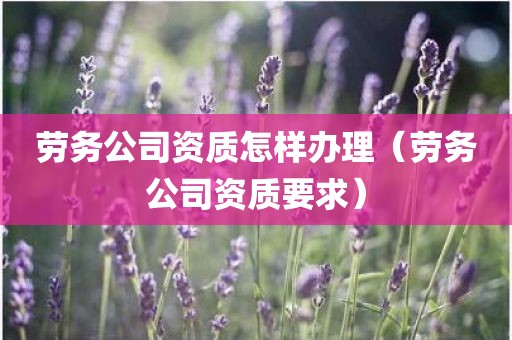 劳务公司资质怎样办理（劳务公司资质要求）