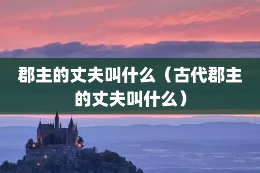 郡主的丈夫叫什么（古代郡主的丈夫叫什么）