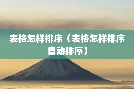 表格怎样排序（表格怎样排序自动排序）