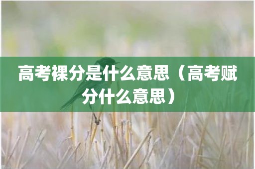 高考裸分是什么意思（高考赋分什么意思）