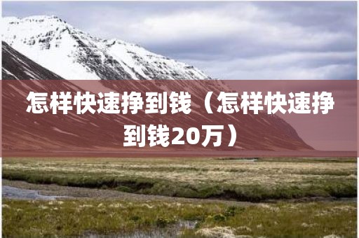 怎样快速挣到钱（怎样快速挣到钱20万）