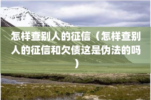 怎样查别人的征信（怎样查别人的征信和欠债这是伪法的吗）