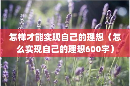 怎样才能实现自己的理想（怎么实现自己的理想600字）