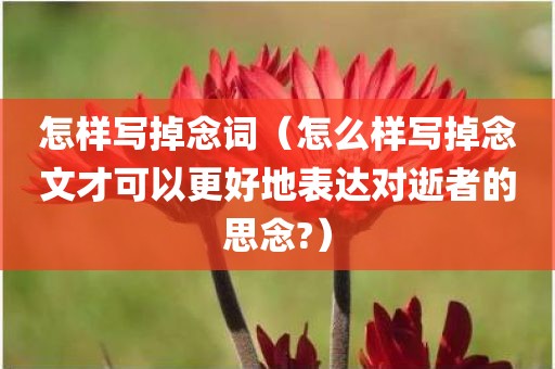 怎样写掉念词（怎么样写掉念文才可以更好地表达对逝者的思念?）
