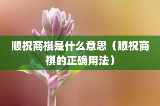 顺祝商祺是什么意思（顺祝商祺的正确用法）