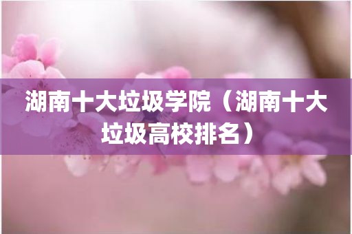 湖南十大垃圾学院（湖南十大垃圾高校排名）