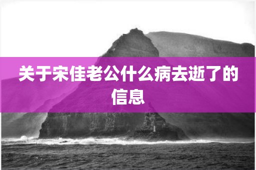 关于宋佳老公什么病去逝了的信息