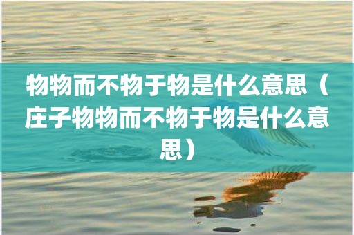 物物而不物于物是什么意思（庄子物物而不物于物是什么意思）