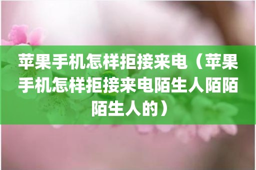苹果手机怎样拒接来电（苹果手机怎样拒接来电陌生人陌陌陌生人的）