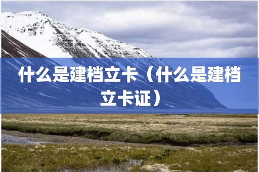 什么是建档立卡（什么是建档立卡证）