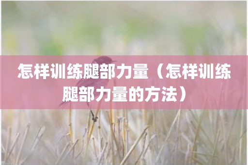 怎样训练腿部力量（怎样训练腿部力量的方法）