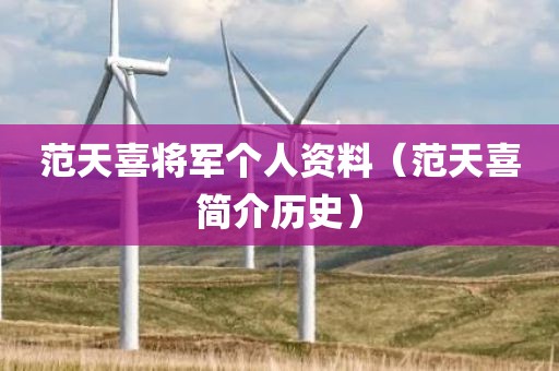 范天喜将军个人资料（范天喜简介历史）