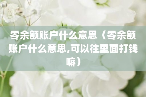 零余额账户什么意思（零余额账户什么意思,可以往里面打钱嘛）
