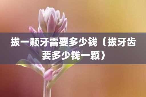 拔一颗牙需要多少钱（拔牙齿要多少钱一颗）